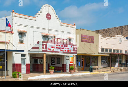 Texas Hill Country,, Mason, centre-ville historique, 1928 Théâtre de l'Odéon, 122 S. Moody Street, jouer film 'J'ai vu la lumière' Le Hank Williams Story Banque D'Images