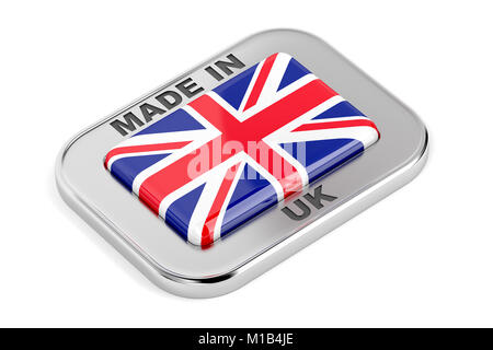 Faites en Royaume-uni badge sur fond blanc Banque D'Images