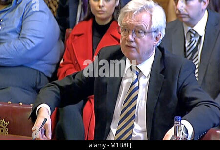 Brexit Secrétaire David Davis fait preuve de la l'Union européenne Sélectionnez un comité à la Chambre des Lords, à Londres. Banque D'Images