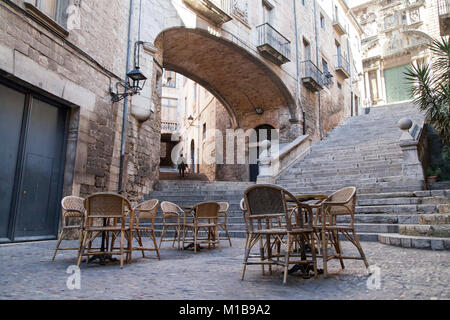 Sant Domenec escaliers à Gérone, Catalogne. Banque D'Images