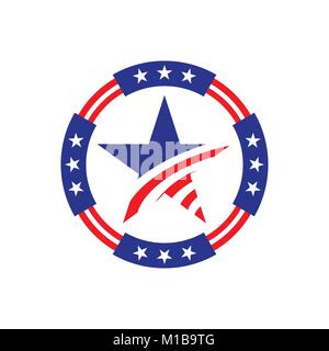 Cercle américain Stars Conception graphique de vecteur de l'Emblème Illustration de Vecteur