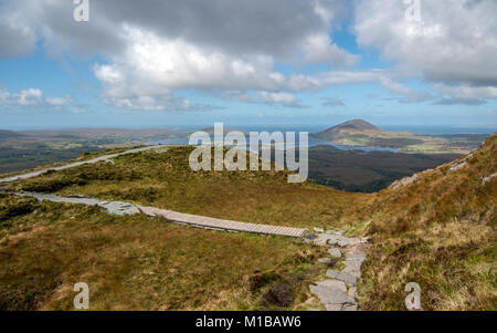 Avis de Diamond Hill, le Parc National du Connemara, Galway, Irlande Banque D'Images