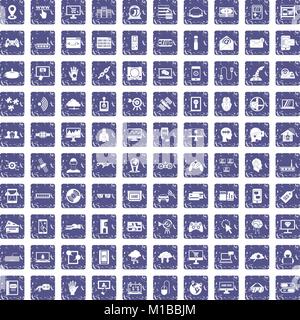 100 icons set grunge sapphire Illustration de Vecteur