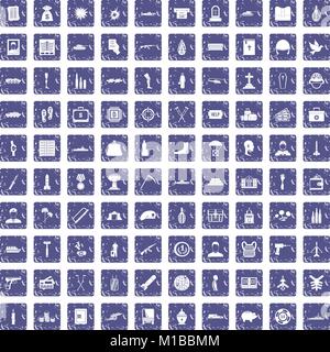 100 crimes de guerre icons set grunge sapphire Illustration de Vecteur