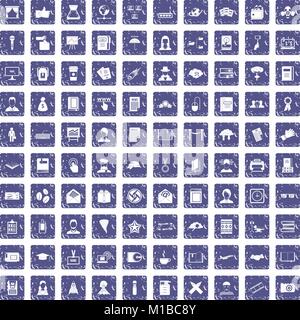 100 icons set écrivain grunge sapphire Illustration de Vecteur