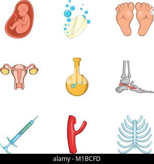 Organisme sain icons set, cartoon style Illustration de Vecteur