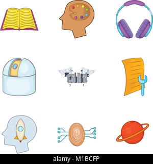 L'intelligence humaine, cartoon style icons set Illustration de Vecteur