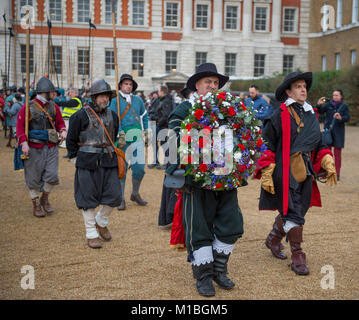 28 janvier 2018. Les rois mars à Londres à la suite de l'itinéraire du Roi Charles 1 à son exécution le 30 janvier 1649. Credit : Malcolm Park/Alamy. Banque D'Images