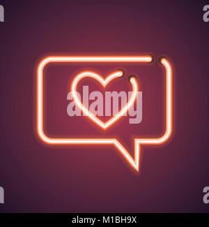 Valentine's neon love speech bubble vector sign Illustration de Vecteur