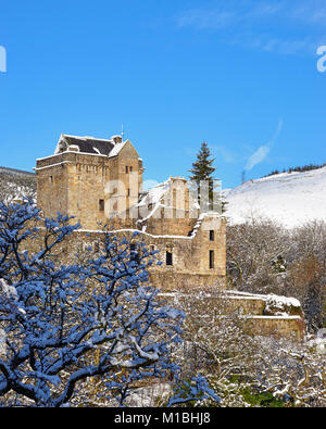 Castle Campbell, Dollar, Clackmannanshire, en Écosse. En hiver la neige, également connu sous le nom de Castle Doom Banque D'Images