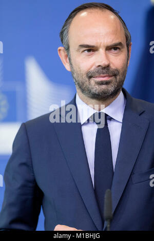 Belgique, Bruxelles, 2017/10/17 : Le Premier ministre français Edouard Philippe à la Commission européenne Banque D'Images