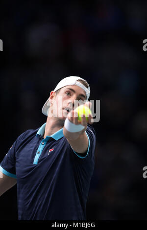 Joueur de tennis John Isner participant à la Rolex Masters à Paris l'Accord Hotel Arena à Paris le 2017/11/02 Banque D'Images