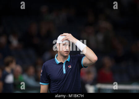 Joueur de tennis John Isner participant à la Rolex Masters à Paris l'Accord Hotel Arena à Paris le 2017/11/04 Banque D'Images