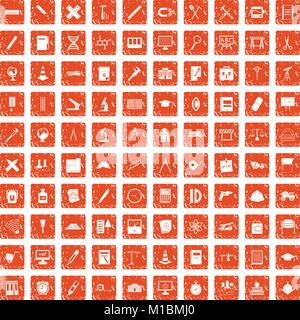 100 boussole icons set grunge orange Illustration de Vecteur
