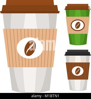 Tasse de thé café jetables isolé sur fond blanc de l'affiche. Illustration de Vecteur