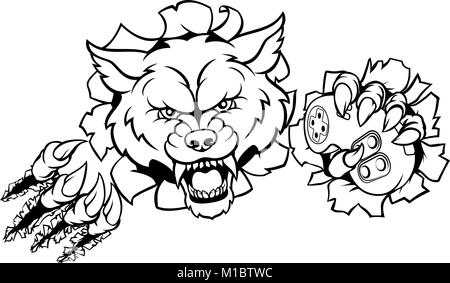 Wolf Esports player joueur Mascot Illustration de Vecteur