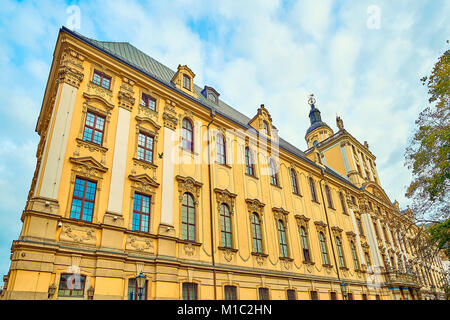 La tour mathématique dans le bâtiment principal de l'Université de Wroclaw qui a été construit dans les années 1728 - 1737 Banque D'Images