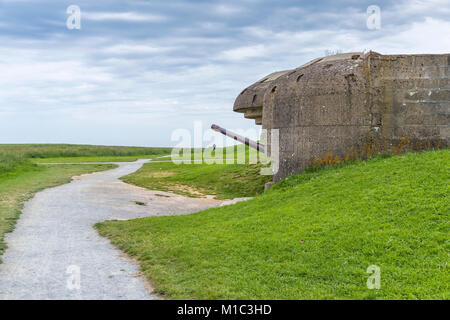 De longues-sur-Mer, la Batterie de Longues-sur-Mer, Normandie, France, Europe Banque D'Images