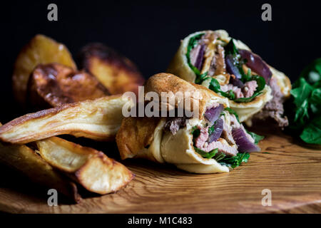 Sandwiches roulés Yorkshire pudding Banque D'Images