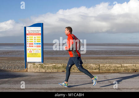 Hall Marine South beach, Fleetwood, Lancashire. Météo britannique. 29 janvier, 2018. Froid, vif, journée ensoleillée sur la côte. /AlamyLiveNews MediaWorldImages : crédit. Banque D'Images