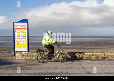 Hall Marine South beach, Fleetwood, Lancashire. Météo britannique. 29 janvier, 2018. Froid, vif, journée ensoleillée sur la côte. /AlamyLiveNews MediaWorldImages : crédit. Banque D'Images