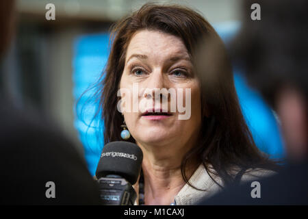 Bruxelles, Bxl, Belgique. 29 janvier, 2018. Ministre suédoise Ann Linde au cours de conseil de l'UE le Brexit : Conseil (Article 50) au siège du Conseil européen à Bruxelles, Belgique le 29.01.2018 par Wiktor Dabkowski Wiktor Dabkowski/crédit : ZUMA Wire/Alamy Live News Banque D'Images