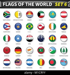 Tous les drapeaux du monde de déterminer 6 . Cercle et conception convexe . Illustration de Vecteur