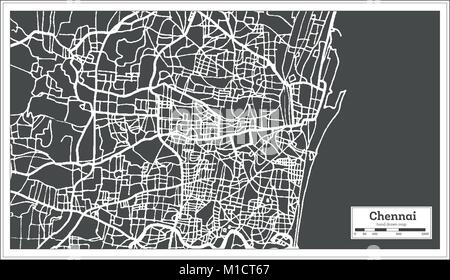 Chennai Inde Plan de ville en style rétro. Une carte de Noël. Vector Illustration. Illustration de Vecteur