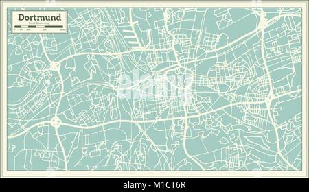 Dortmund Allemagne Plan de ville en style rétro. Une carte de Noël. Vector Illustration. Illustration de Vecteur
