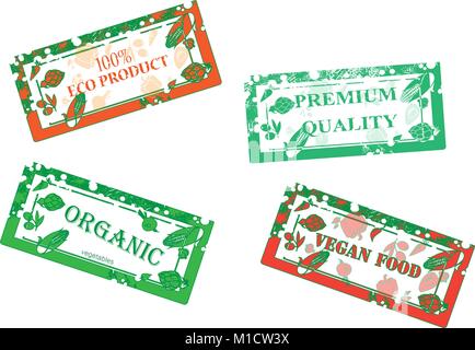 Timbres en caoutchouc avec des légumes Illustration de Vecteur