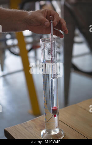 Close-up of male worker checking qualité de gin Banque D'Images