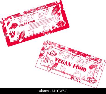 Timbres en caoutchouc rouge avec légumes Illustration de Vecteur