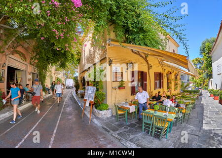 Taverne grecque traditionnelle, de la Plaka, Athènes, Grèce Banque D'Images