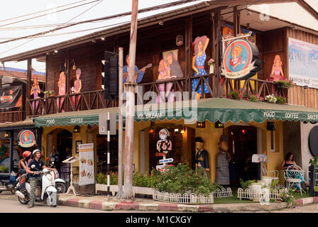 Un restaurant dans le village de Pai dans le nord provinz de Mae Hong Son, dans le nord de la Thaïlande en Southeastasia. Banque D'Images