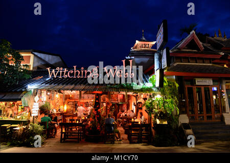 Un restaurant et hôtel dans le village de Pai dans le nord provinz de Mae Hong Son, dans le nord de la Thaïlande en Southeastasia. Banque D'Images