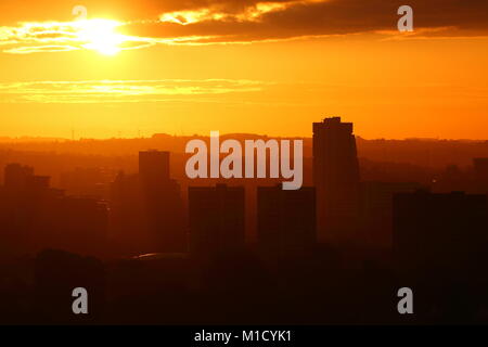 Ville de Leeds au lever du soleil Banque D'Images