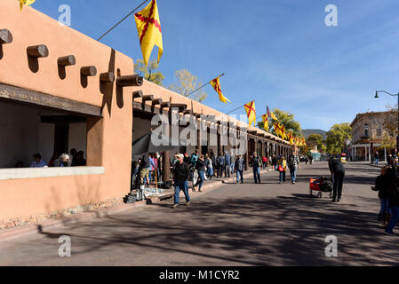 Dans l'architecture du centre-ville de Old Santa Fe, New Mexico, United States Banque D'Images