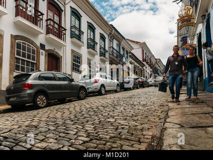 Pavés historiques à Ouro Preto, Brésil Banque D'Images