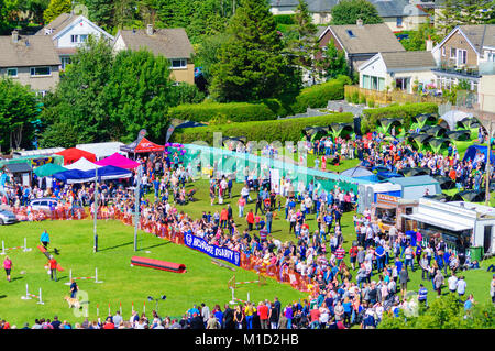 Les Jeux des Highlands de Dundonald célébrant la culture traditionnelle écossaise, pipe band contest, drum majors, solo piping, danse et événements lourds Banque D'Images