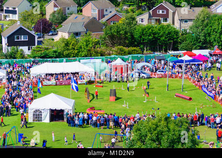 Les Jeux des Highlands de Dundonald célébrant la culture traditionnelle écossaise, pipe band contest, drum majors, solo piping, danse et événements lourds Banque D'Images