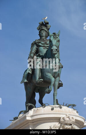 José I. Praca do Comercio, statue équestre Koenig, Lisbonne, Portugal, Reiterstandbild Koenig Jose I., Praca do Comercio, Lissabon Banque D'Images