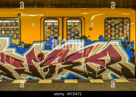 Métro, Graffiti, Berlin, Allemagne, U-Bahn, Deutschland Banque D'Images