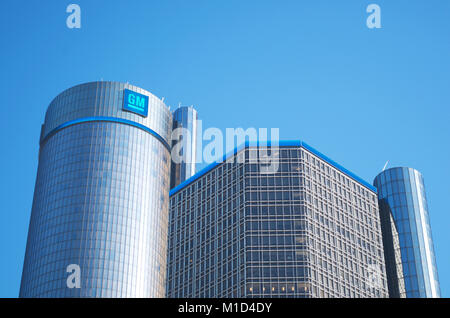 Dans le bâtiment du siège de GM Renaissance Center dans le centre-ville de Detroit Banque D'Images