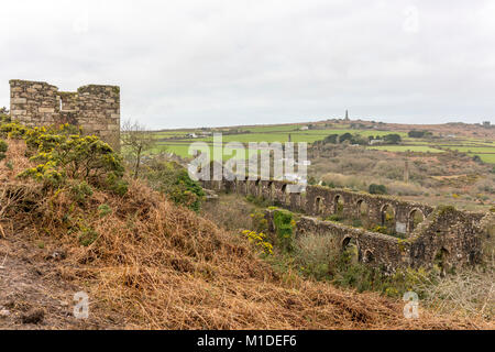 Le Basset des mines, l'engine house - shed qui abritait autrefois le Cornish stamps pour le broyage et la distinction entre les minerais d'étain Banque D'Images