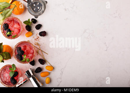 Agrumes Blackberry margaritas Banque D'Images