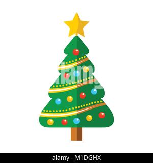 Arbre de Noël décoré avec des boules Vector Graphic Design Illustration Symbole signe Illustration de Vecteur