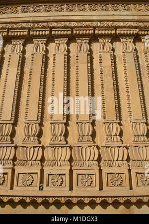 Détail exquis sur Bhandasar Jain temple, Bikaner, Rajasthan, India Banque D'Images