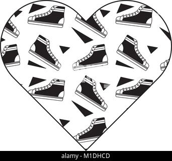 Forme modèle coeur avec classic sneakers retro illustration vecteur image noir Illustration de Vecteur