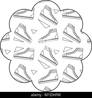 Dessin de fleurs libellé de forme avec classic sneakers avant-projet d'illustration vectorielle Illustration de Vecteur
