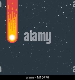Météore tombant sur fond sombre Illustration de Vecteur